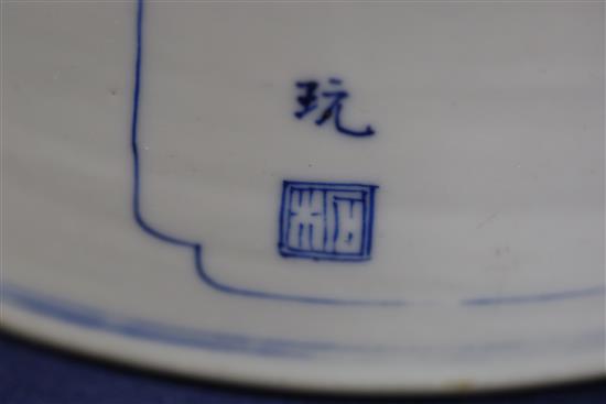 A good large Chinese blue and white brush pot, bitong, Kangxi period, c.1700-15, 18cm high, 20.2cm diameter, small chip to foot